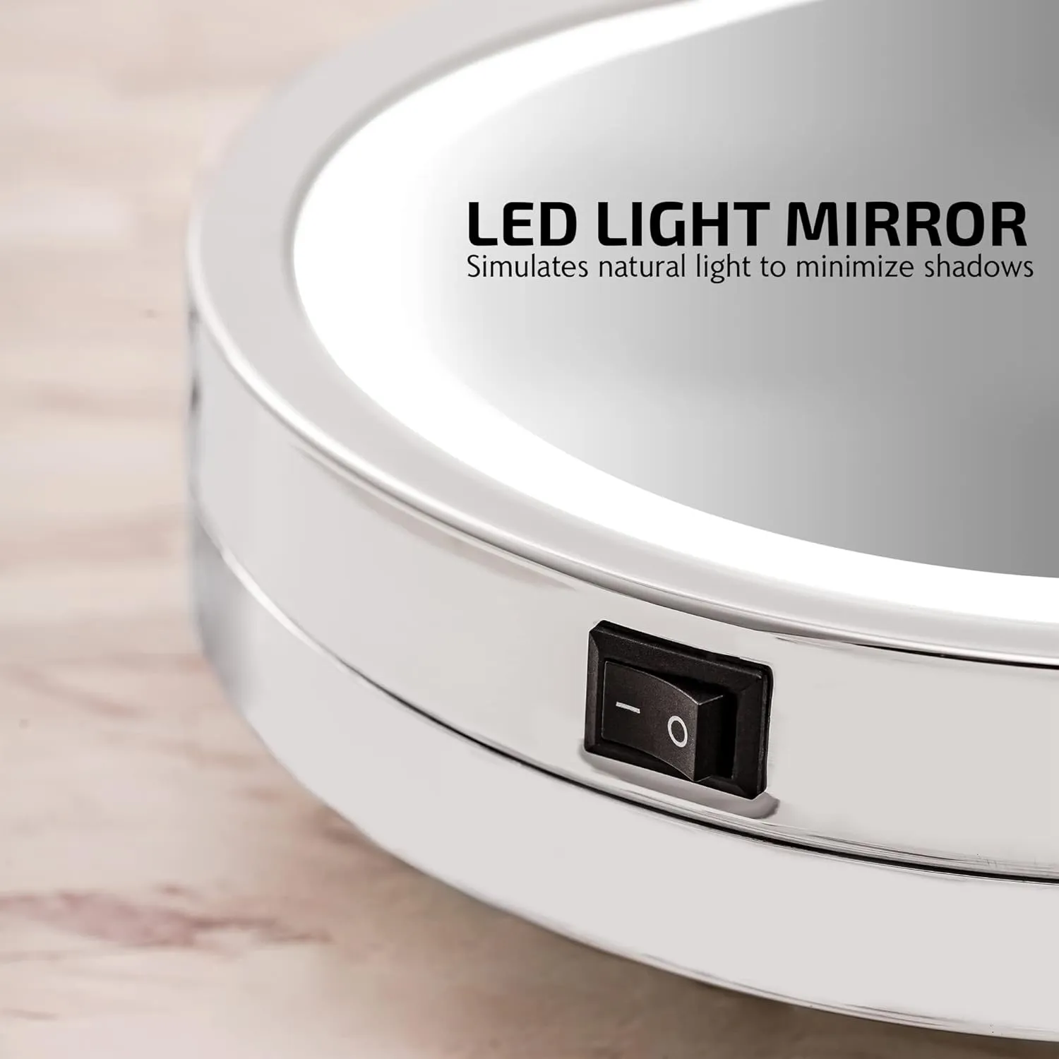OVENTE 9" Lighted Wall Mount Makeup Mirror with 1X/10X Magnification, Cordless Double Sided Magnifying Round Vanity Mirror, 360° Swivel Design, Extendable and Folding Arm, Polished Chrome MFW85CH1X10X