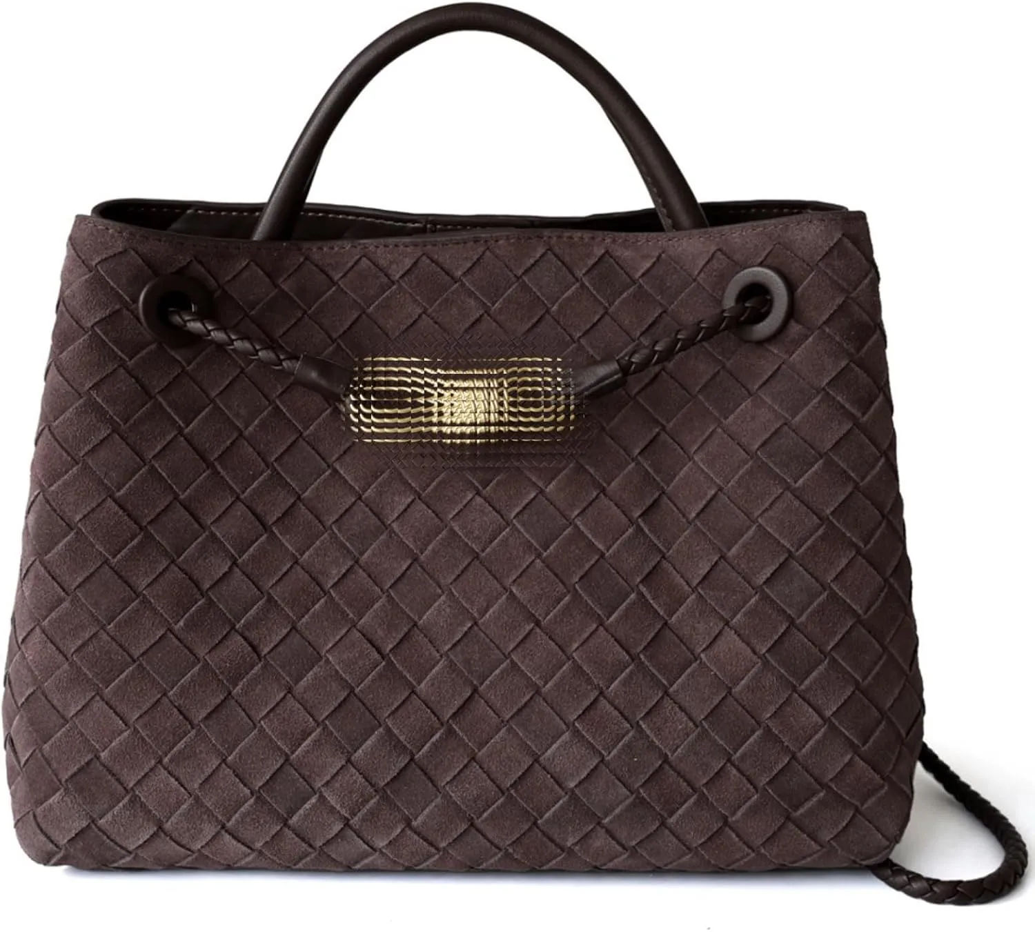 Oversize Genuine Leather Woven Handbags for Women Tote Bag Large Crossbody Women's Top-handle Handbags for Work/Travel