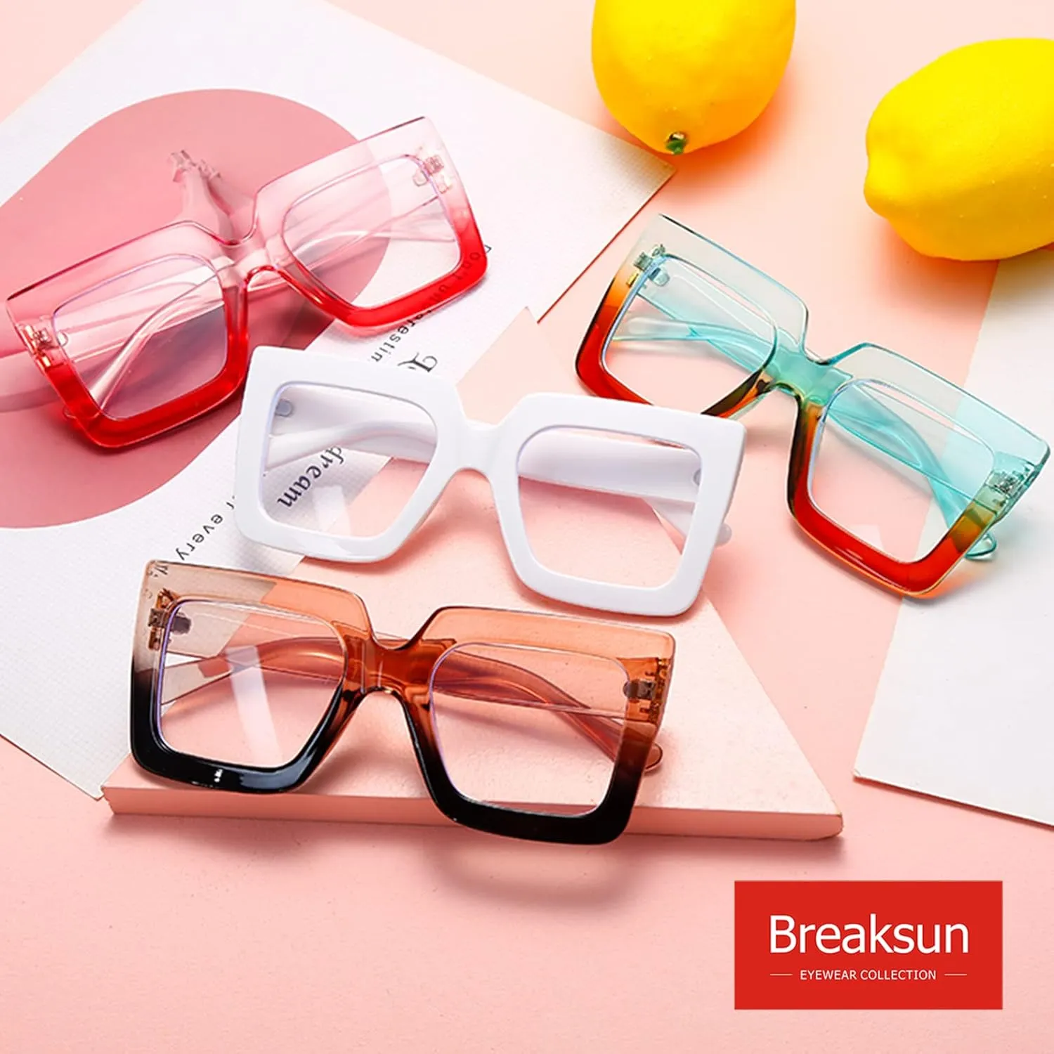 Oversized Blue Light Glasses for Women Fashion Thick Square Computer Eyewear Non-Prescription Black Glasses (Champagne Black)