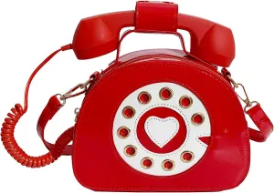 Oweisong Fun Telephone Purse for Women Novelty Pink Phone Tote Handbags Top Handle Shoulder Crossbdoy Bag