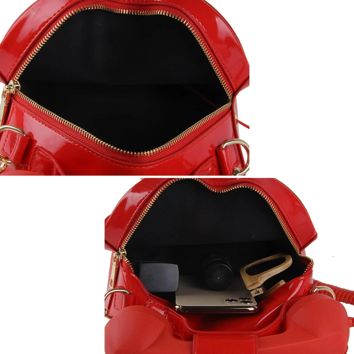 Oweisong Fun Telephone Purse for Women Novelty Pink Phone Tote Handbags Top Handle Shoulder Crossbdoy Bag