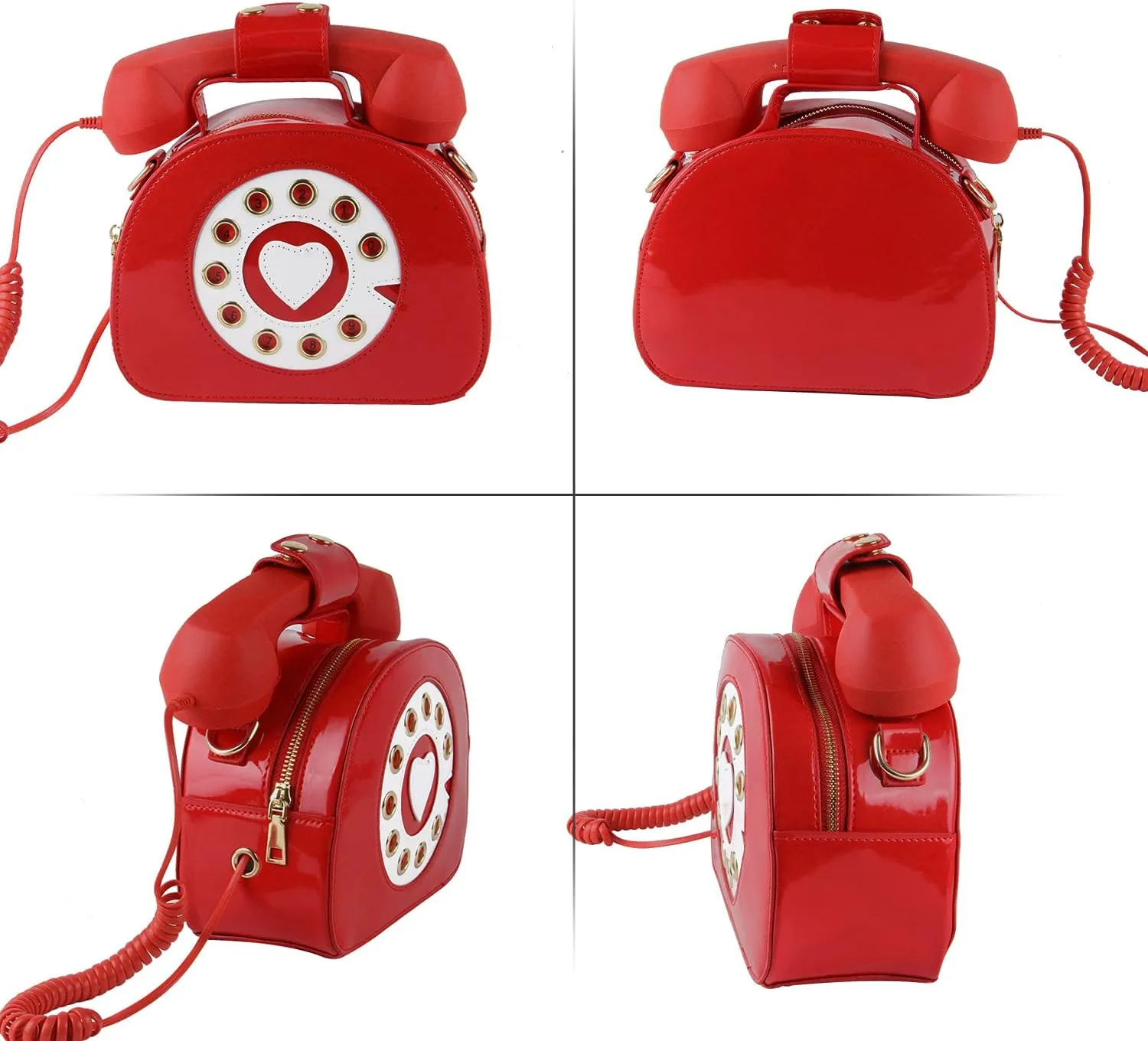 Oweisong Fun Telephone Purse for Women Novelty Pink Phone Tote Handbags Top Handle Shoulder Crossbdoy Bag
