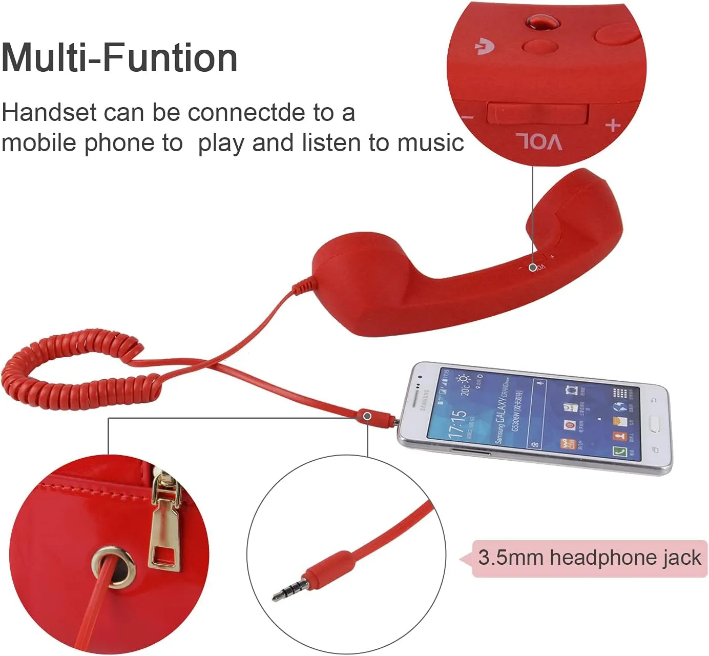 Oweisong Fun Telephone Purse for Women Novelty Pink Phone Tote Handbags Top Handle Shoulder Crossbdoy Bag