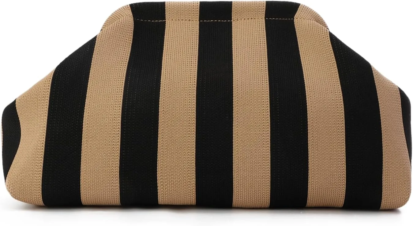 Oweisong Summer Woven Clutch Purse for Women 2025 Crochet Stripped Beach Bag Hot Pink Spring Purse Evening Handbag