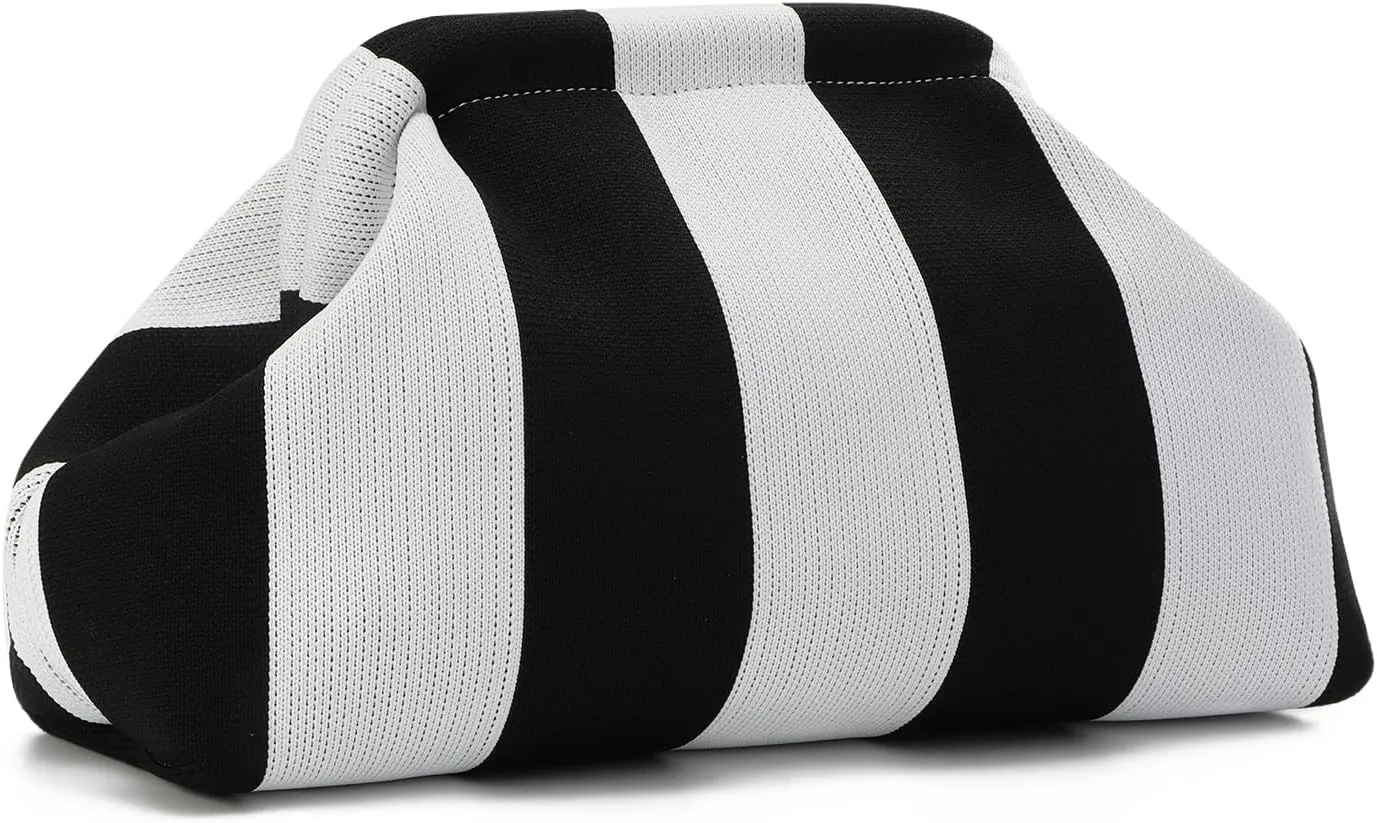 Oweisong Summer Woven Clutch Purse for Women 2025 Crochet Stripped Beach Bag Hot Pink Spring Purse Evening Handbag