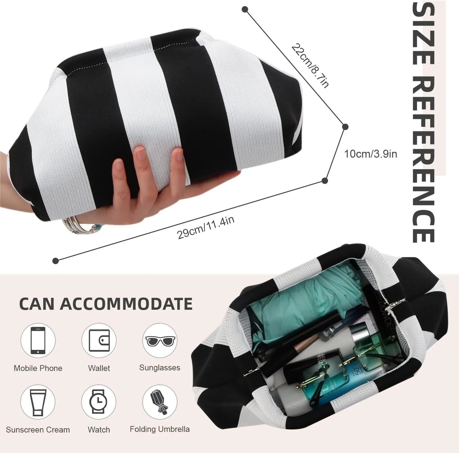 Oweisong Summer Woven Clutch Purse for Women 2025 Crochet Stripped Beach Bag Hot Pink Spring Purse Evening Handbag