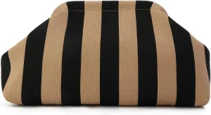 Oweisong Summer Woven Clutch Purse for Women 2025 Crochet Stripped Beach Bag Hot Pink Spring Purse Evening Handbag