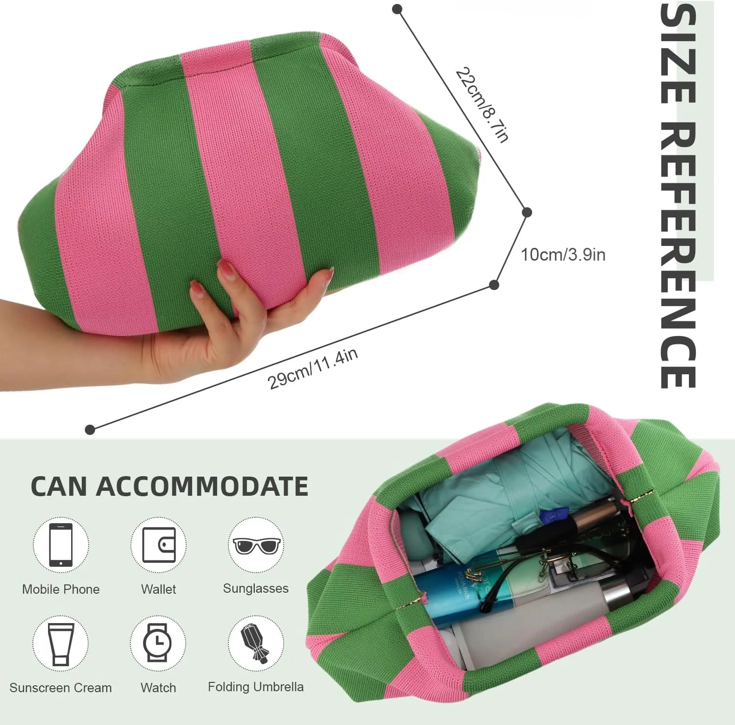 Oweisong Summer Woven Clutch Purse for Women 2025 Crochet Stripped Beach Bag Hot Pink Spring Purse Evening Handbag