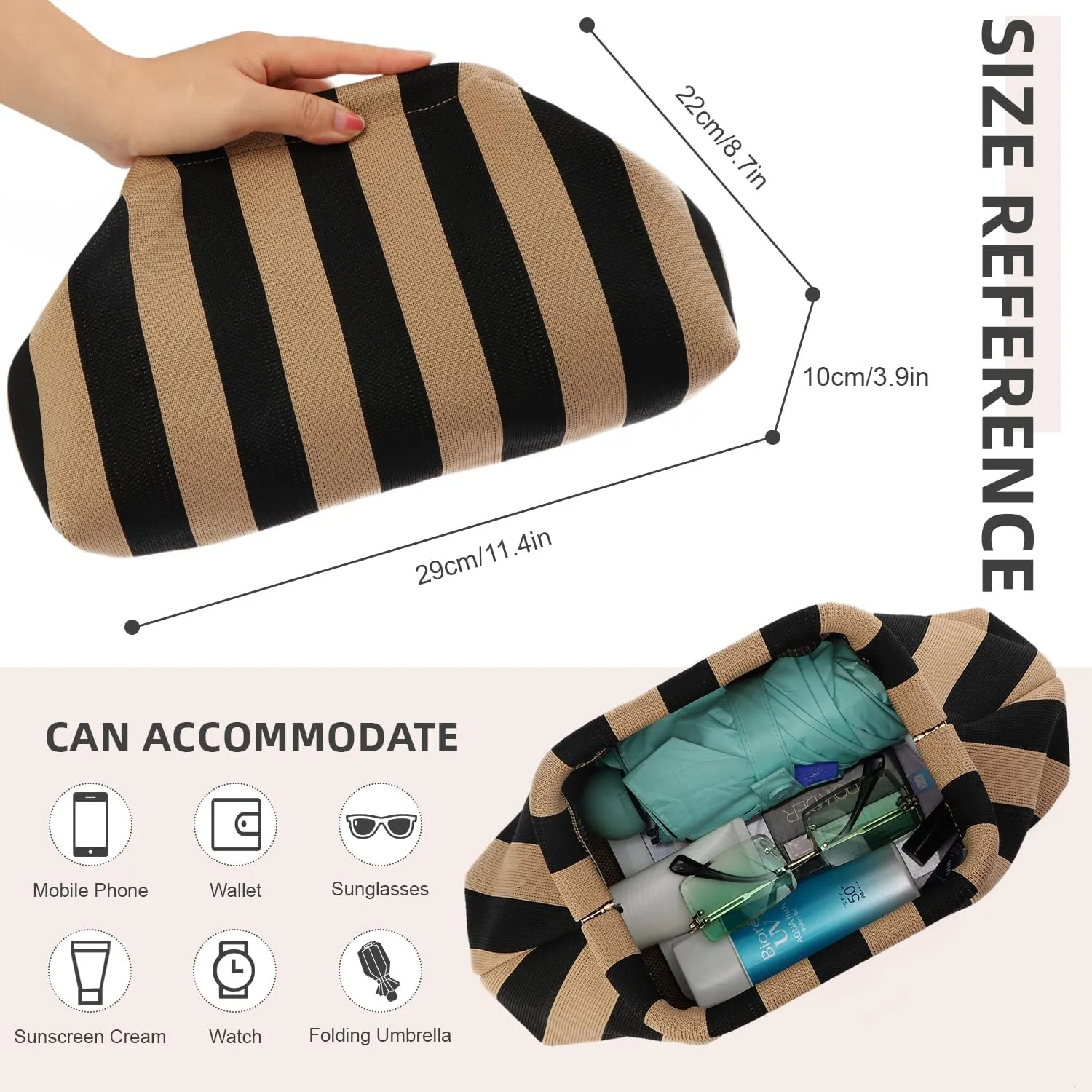 Oweisong Summer Woven Clutch Purse for Women 2025 Crochet Stripped Beach Bag Hot Pink Spring Purse Evening Handbag