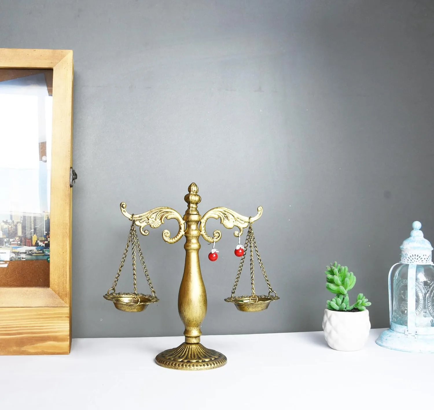 Owlgift Jewelry Stand Necklace Holder, Metal Jewelry Display Holder, Earrings and Bracelet Storage Organizer, Bronze Color Libra Design for Bangles, Necklaces, Bracelets, Rings, Earrings and Watch