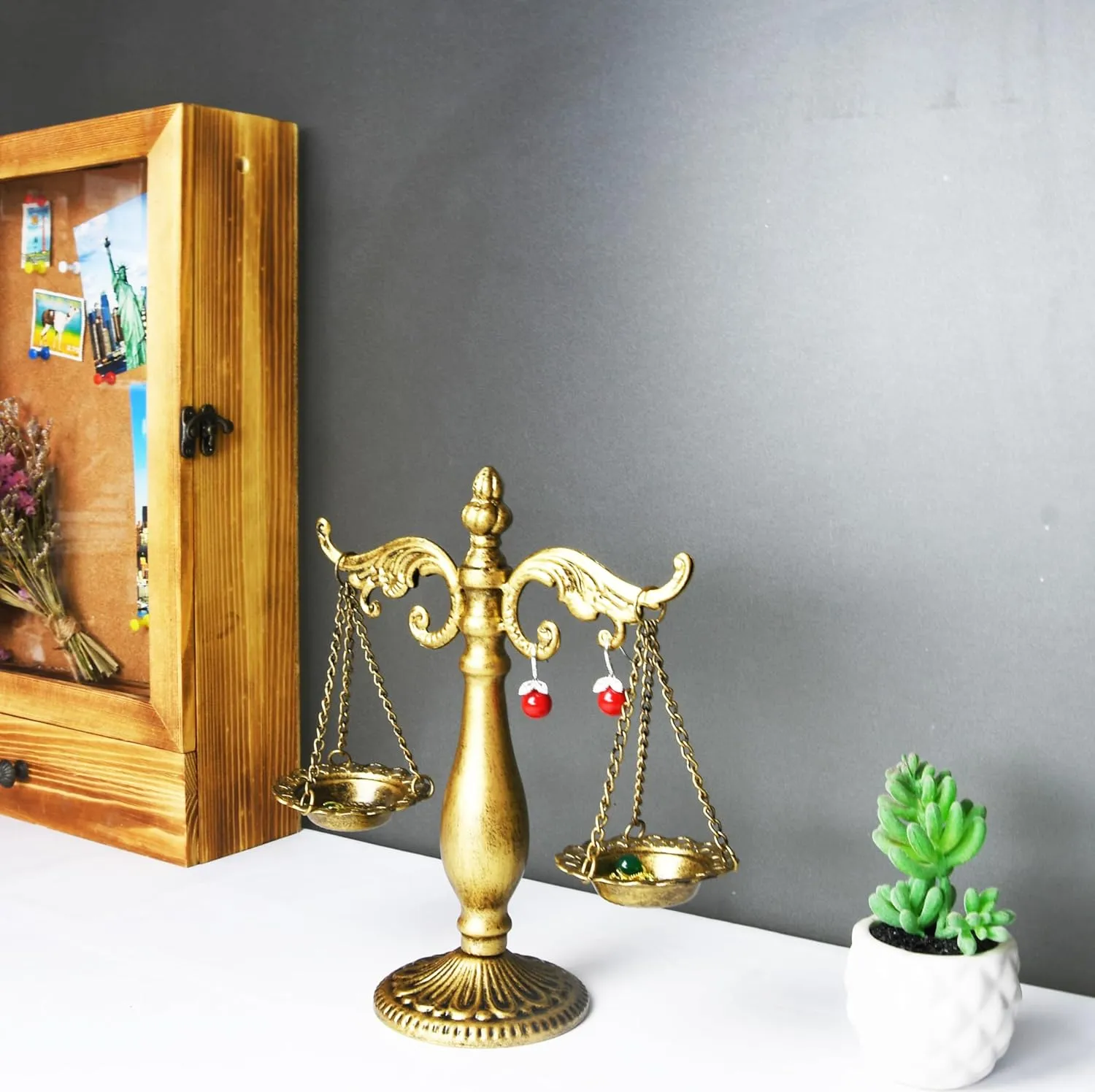 Owlgift Jewelry Stand Necklace Holder, Metal Jewelry Display Holder, Earrings and Bracelet Storage Organizer, Bronze Color Libra Design for Bangles, Necklaces, Bracelets, Rings, Earrings and Watch