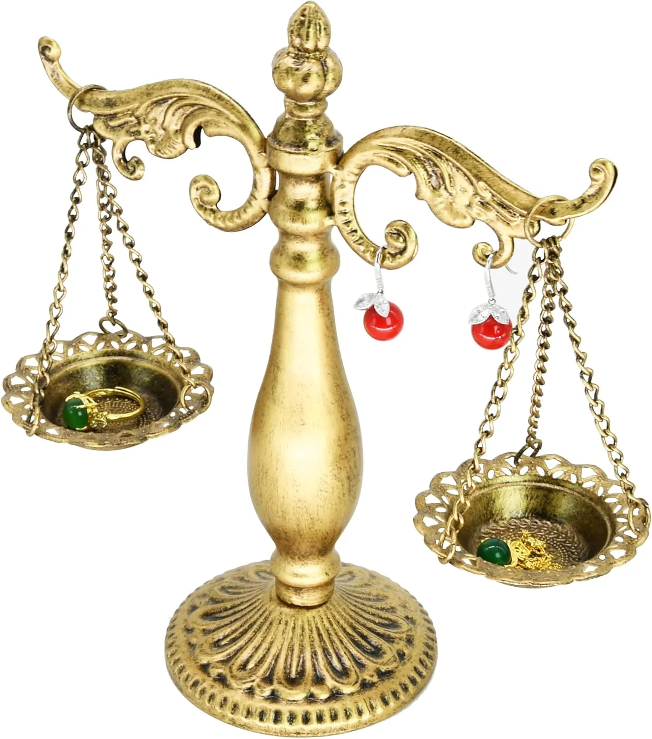 Owlgift Jewelry Stand Necklace Holder, Metal Jewelry Display Holder, Earrings and Bracelet Storage Organizer, Bronze Color Libra Design for Bangles, Necklaces, Bracelets, Rings, Earrings and Watch