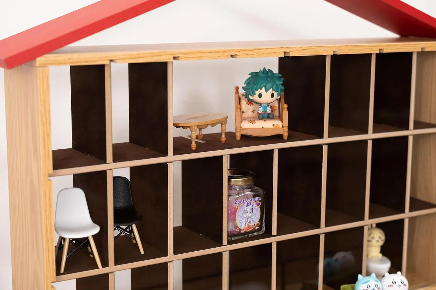 PaletteLife Lodge Display Case, Mini Figure Storage with Drawers, for Collectibles and Action Figure, 8 Collumn x 3 Shelves, D7.87 xW21.85 xH20.08, Wooden, Otaku, Scandinavian, BLT-625NA