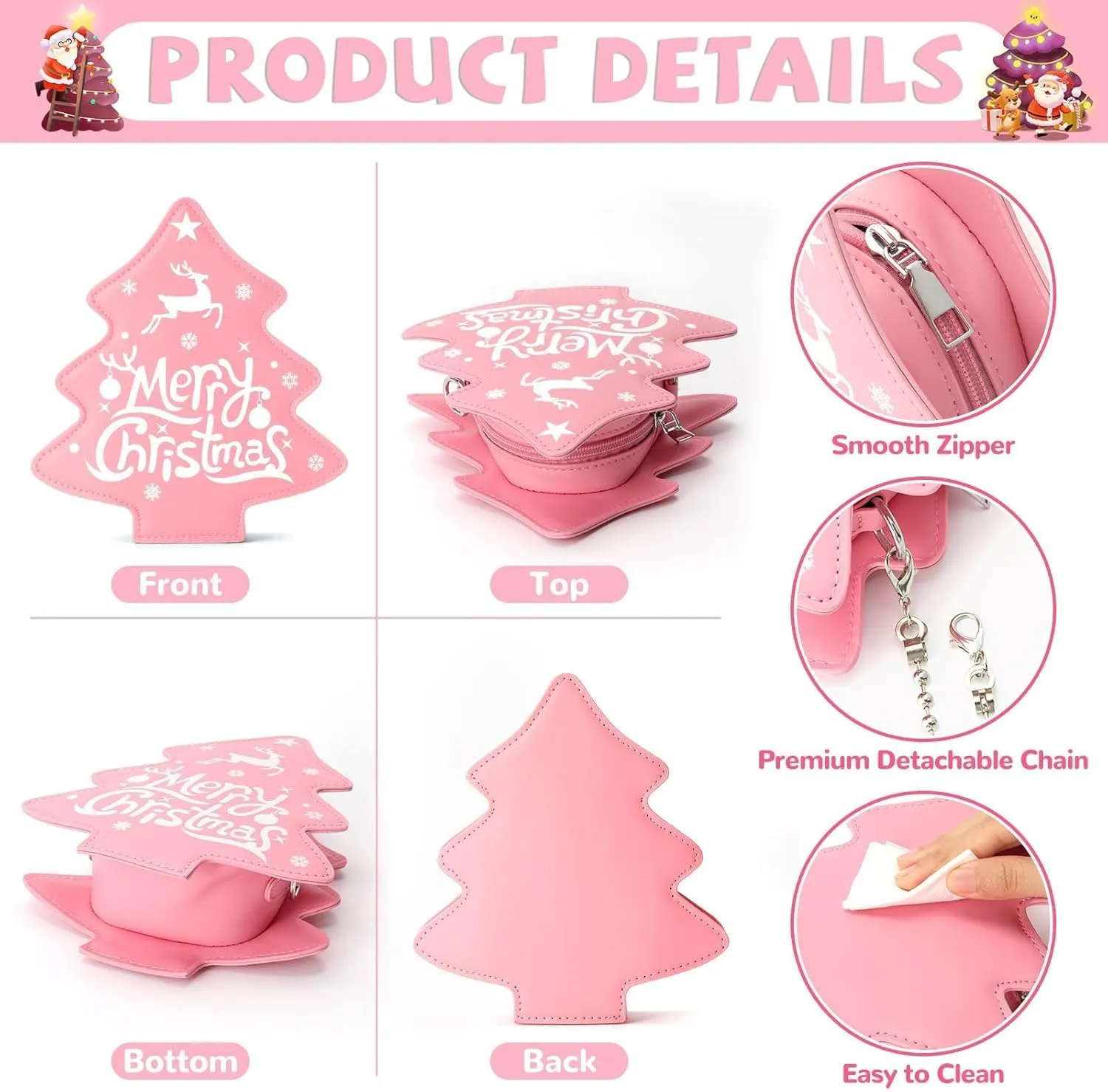 party greeting Crossbody Purse for Women Christmas Tree Shaped Phone Wallet Handbags for Merry Christmas Gift