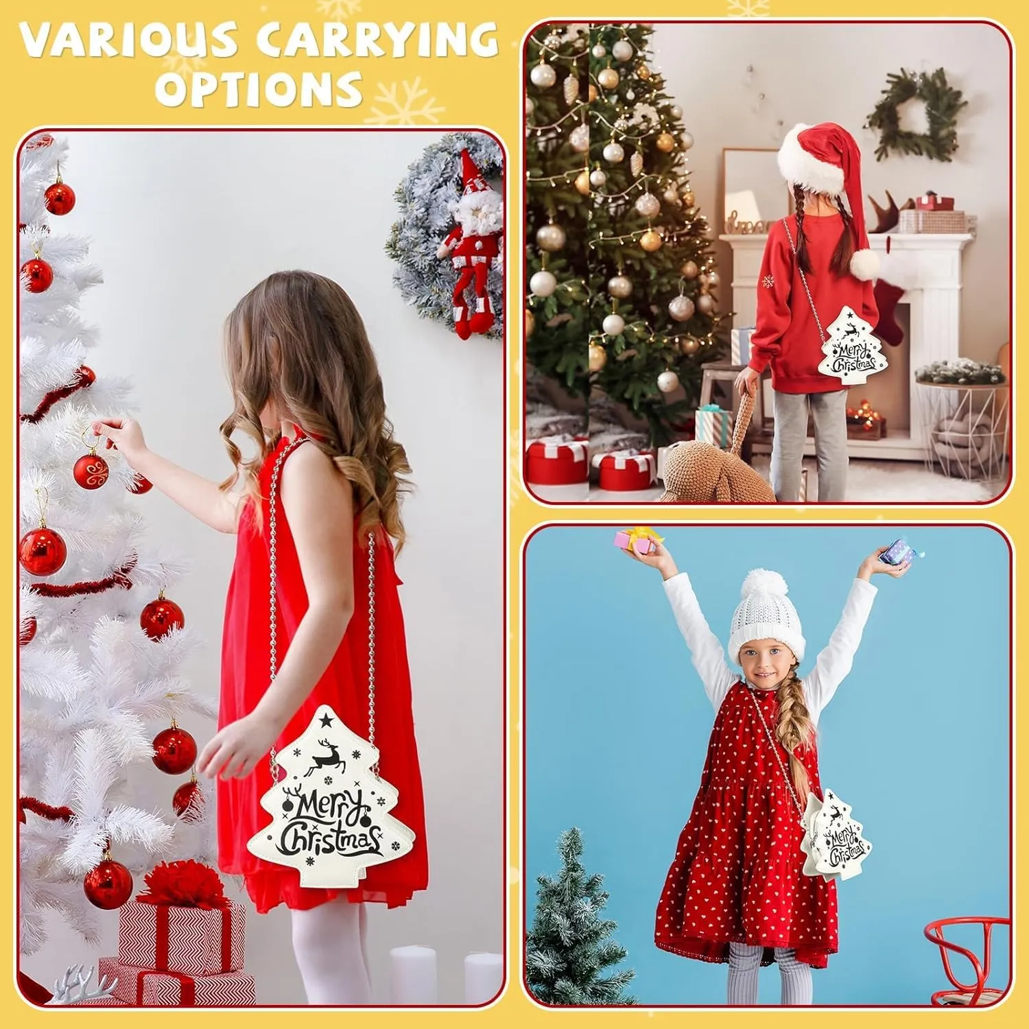 party greeting Crossbody Purse for Women Christmas Tree Shaped Phone Wallet Handbags for Merry Christmas Gift