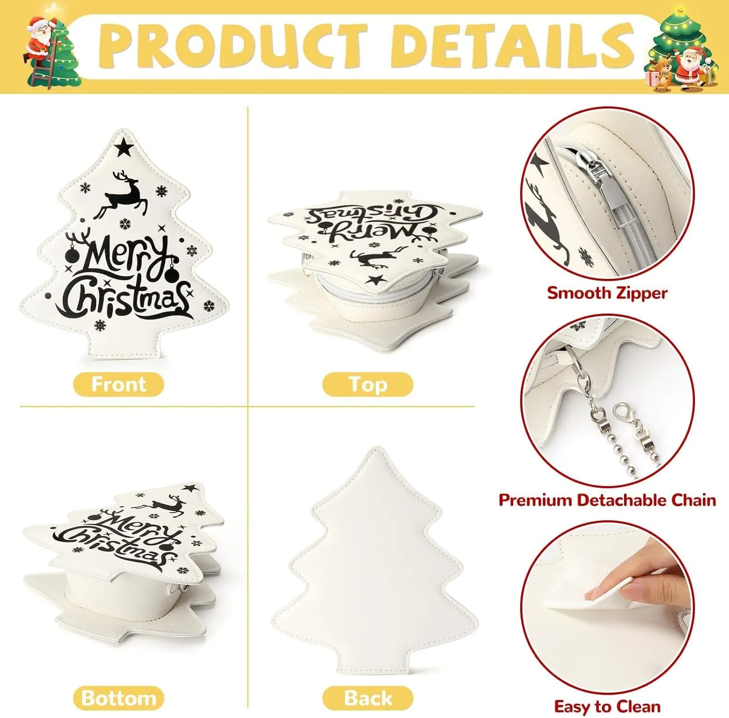 party greeting Crossbody Purse for Women Christmas Tree Shaped Phone Wallet Handbags for Merry Christmas Gift