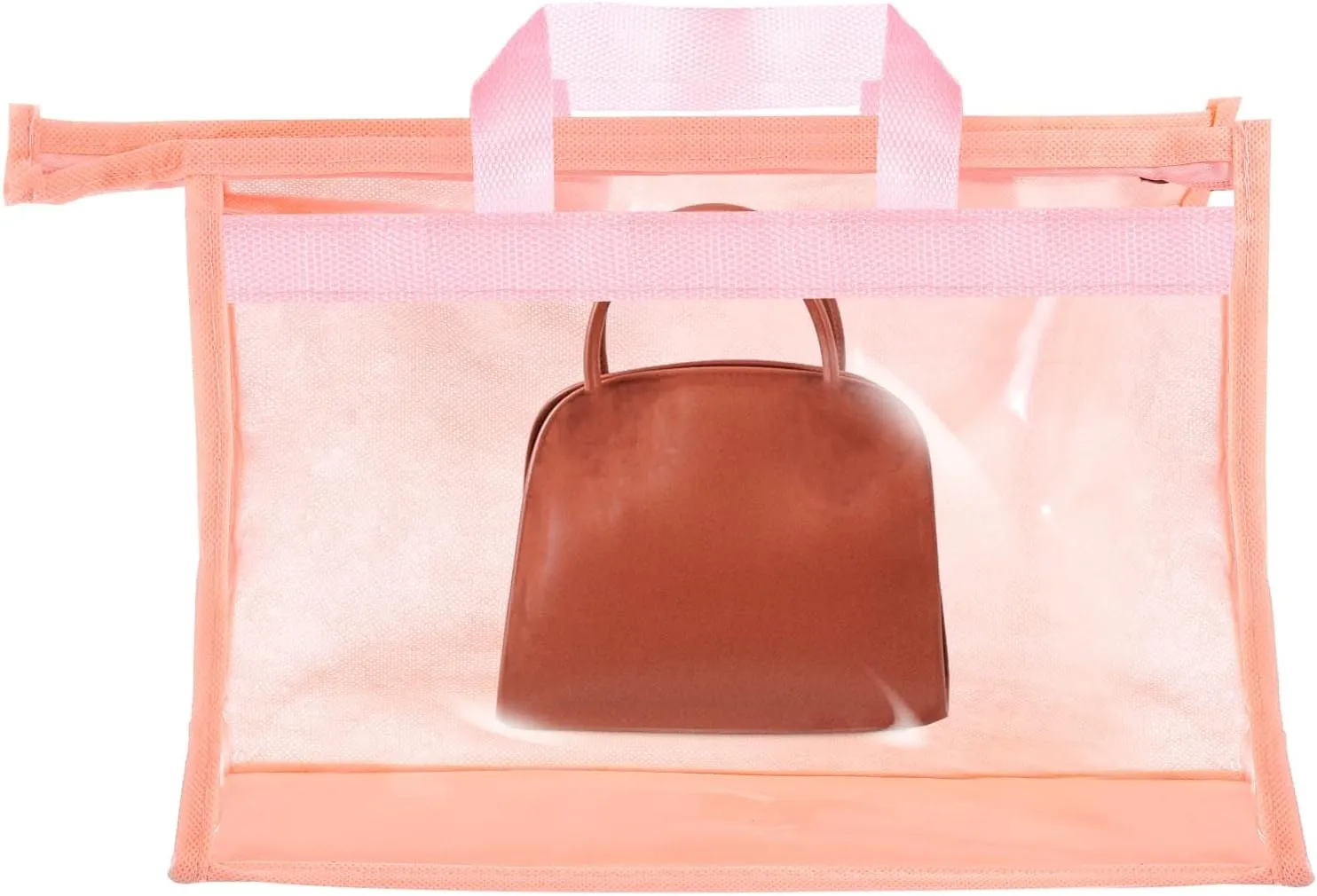 PATIKIL Handbag Dust Bags, 2 Pack Clear Purse Storage Organizer L Size PVC Dustproof Handbag Cover Transparent Purse Protector for Closet Rack Wardrobe, Pink
