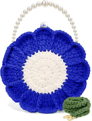 Pearl Sunflower Purse Crossbody Crochet Bag Small Shoulder Handbags Gifts For Women Knitting Lovers
