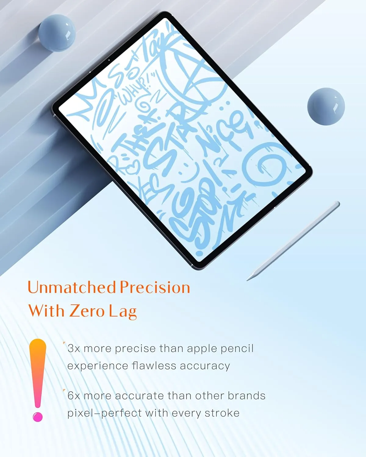 Pencil for Apple iPad 2018-2025, 3X Battery (20H Use, 10 Min Fast Charge), Tilt & Palm Rejection, Stylus Pen for iPad 6-10/11th Gen, iPad Pro 12.9/11-inch,Air 3/4/5/6/7,Mini 6(Blue)