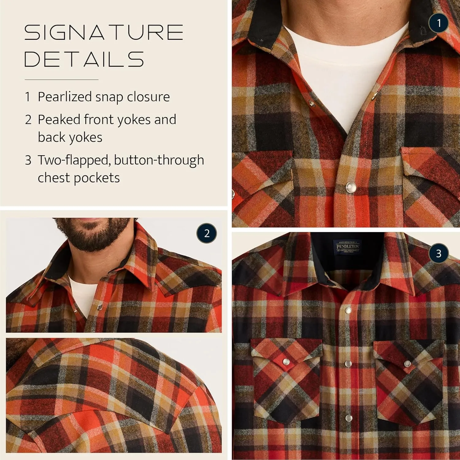 PENDLETON Canyon Mens Shirt, Flannel Shirt for Men, 100% Virgin Wool, Long Sleeve Shirt Men - Regular Fit