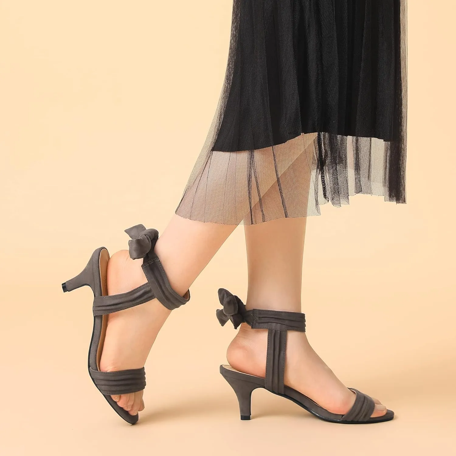 Perphy Open Toe Ankle Tie Bridal Kitten Heels Sandals for Women