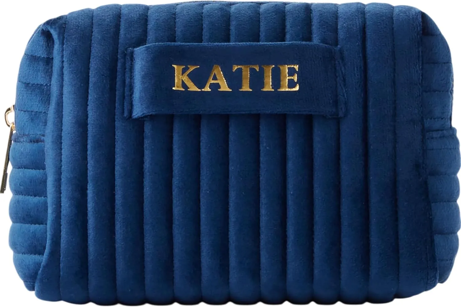 Personalization Universe Metallic Foil Vinyl Makeup Bag Velvet Small Navy Makeup Bag