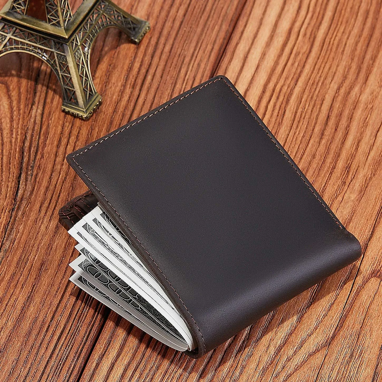 Personalized Engraved Leather Wallet for Dad Son Husband boyfriend - Christmas Birthday Fathers Day Valentines Day Anniversary Graduation - Men Custom Bifold Wallets for Him with Romantic Message