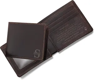 Personalized Engraved Leather Wallet for Dad Son Husband boyfriend - Christmas Birthday Fathers Day Valentines Day Anniversary Graduation - Men Custom Bifold Wallets for Him with Romantic Message