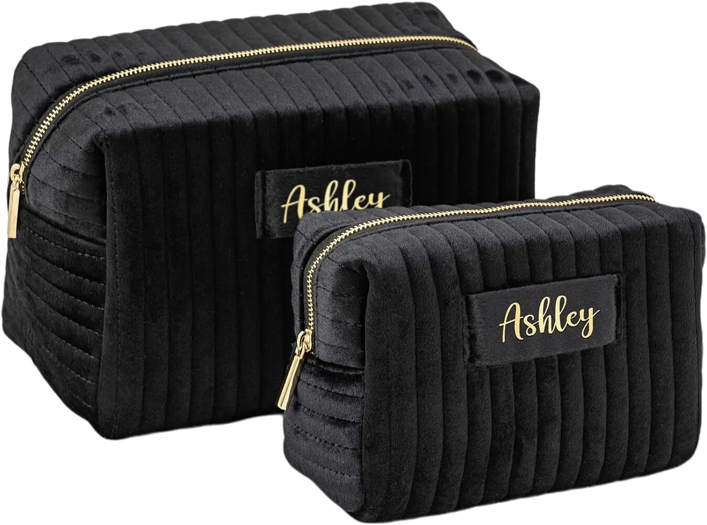 Personalized Makeup Bag, Black Velvet Custom Name Travel Makeup Bag for Women Teen Girls Birthday Gifts Mothers Day Gifts for Mom
