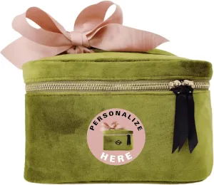 Personalized Makeup Bag for Women | Cosmetic Bag Organizer for Girls with Monogramming | Makeup Pouch for Traveling | Toiletry Bags for Women | Make Up Travel Pouches | Green Velvet