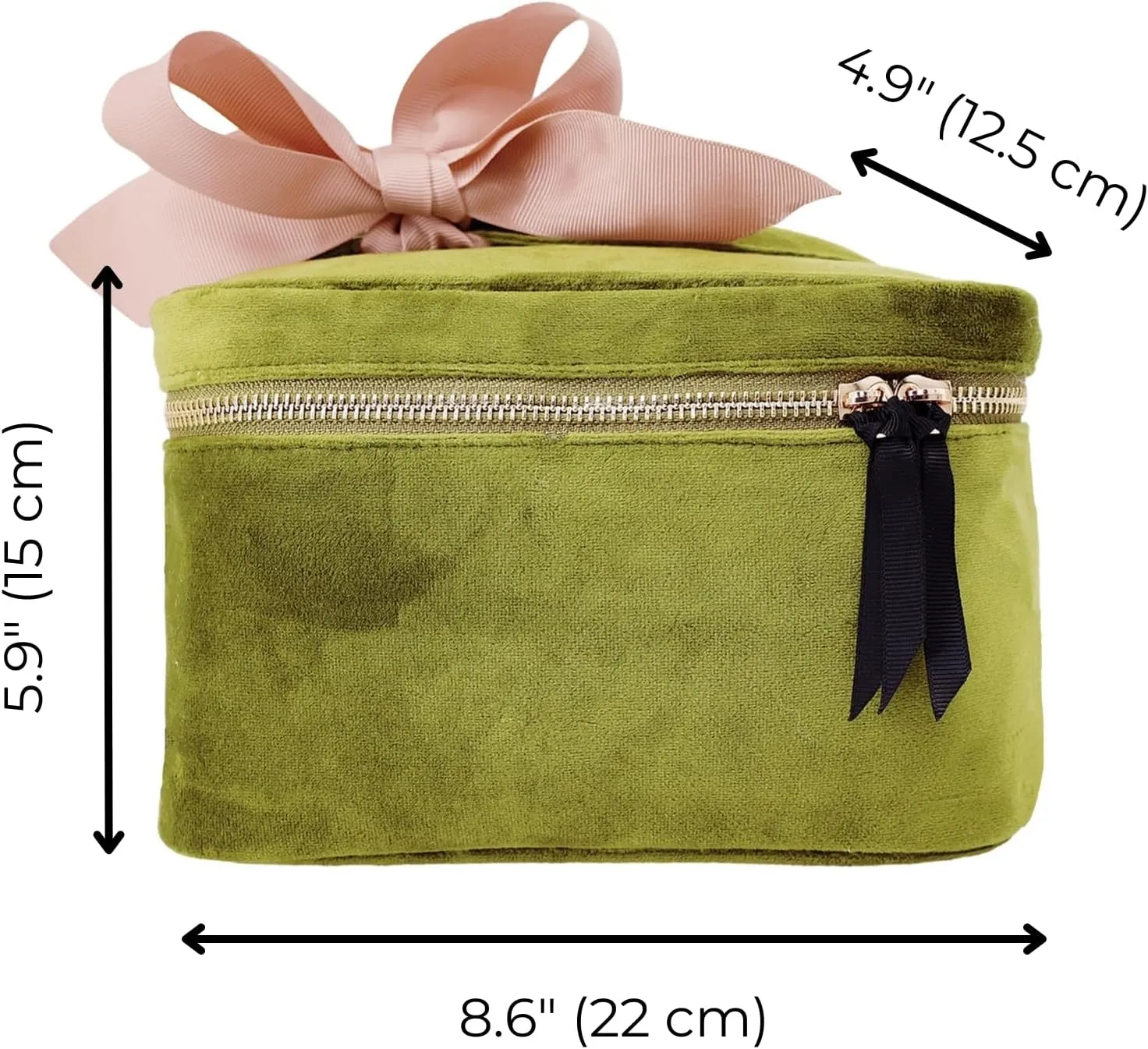 Personalized Makeup Bag for Women | Cosmetic Bag Organizer for Girls with Monogramming | Makeup Pouch for Traveling | Toiletry Bags for Women | Make Up Travel Pouches | Green Velvet