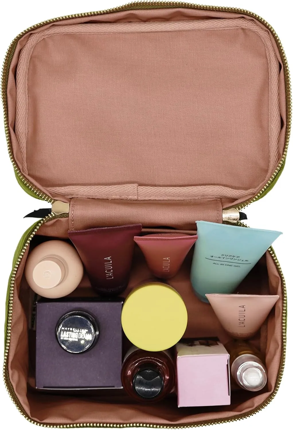 Personalized Makeup Bag for Women | Cosmetic Bag Organizer for Girls with Monogramming | Makeup Pouch for Traveling | Toiletry Bags for Women | Make Up Travel Pouches | Green Velvet