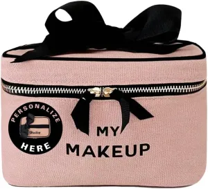 Personalized Makeup Bag for Women | Cosmetic Bag Organizer for Girls with Monogramming | Makeup Pouch for Traveling | Toiletry Bags for Women | Make Up Travel Pouches | Pink/Blush