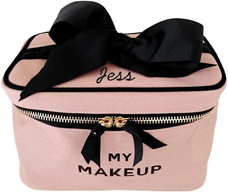 Personalized Makeup Bag for Women | Cosmetic Bag Organizer for Girls with Monogramming | Makeup Pouch for Traveling | Toiletry Bags for Women | Make Up Travel Pouches | Pink/Blush