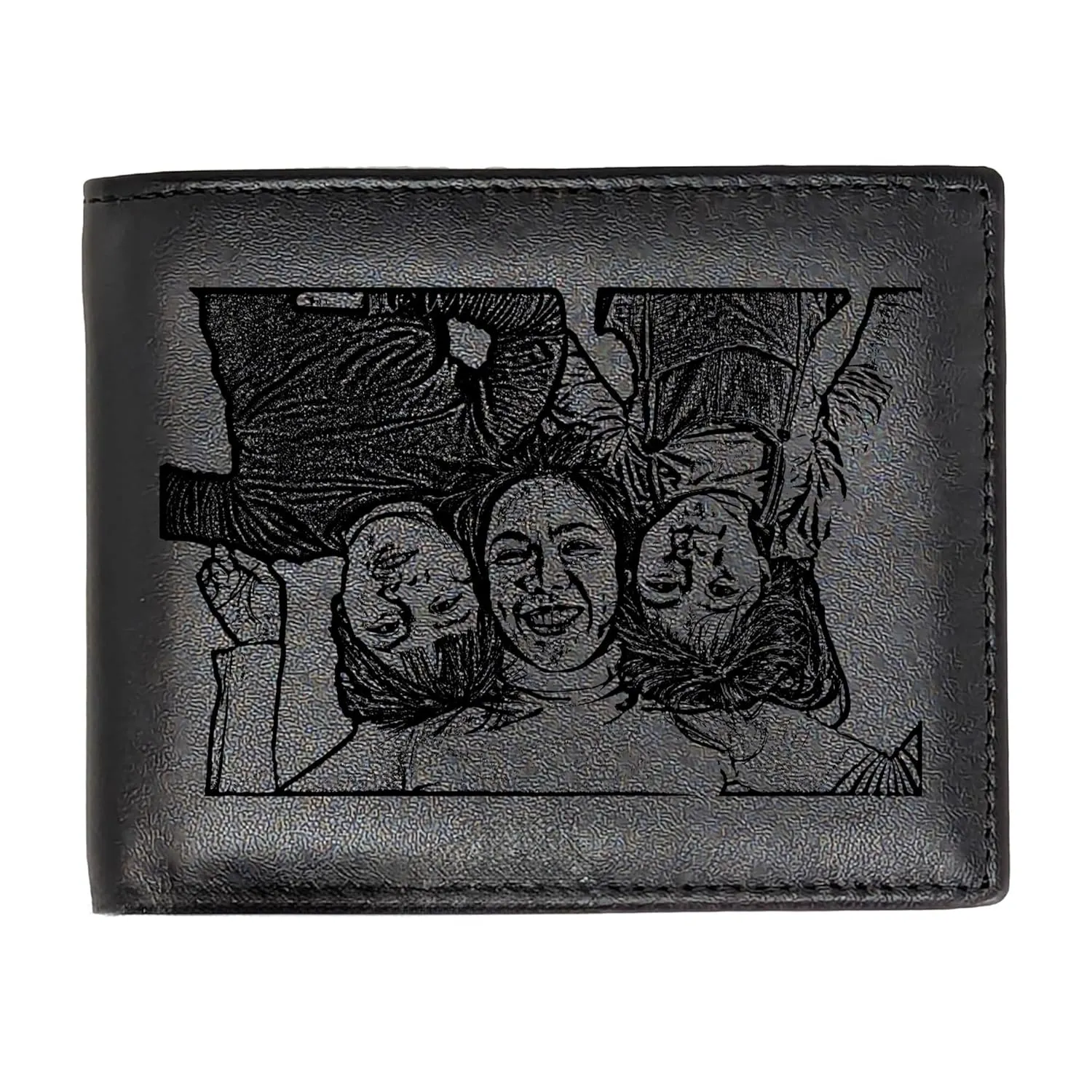 Personalized Photo Leather Wallet for Men | Custom Picture Engraved Genuine Leather Bifold RFID Wallet Birthday Anniversary Christmas Gift for Husband Boyfriend Groomsmen Dad (Black)