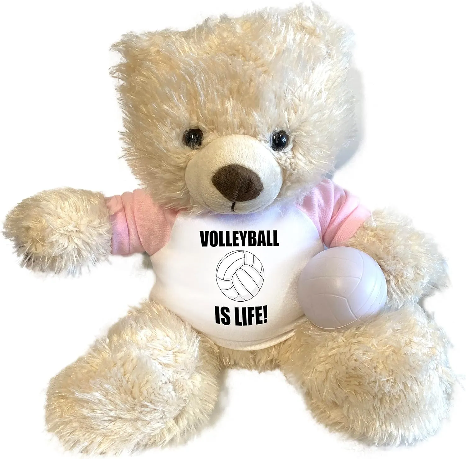 Personalized Volleyball Teddy Bear - 14 inch Cream Fuzzy Bear