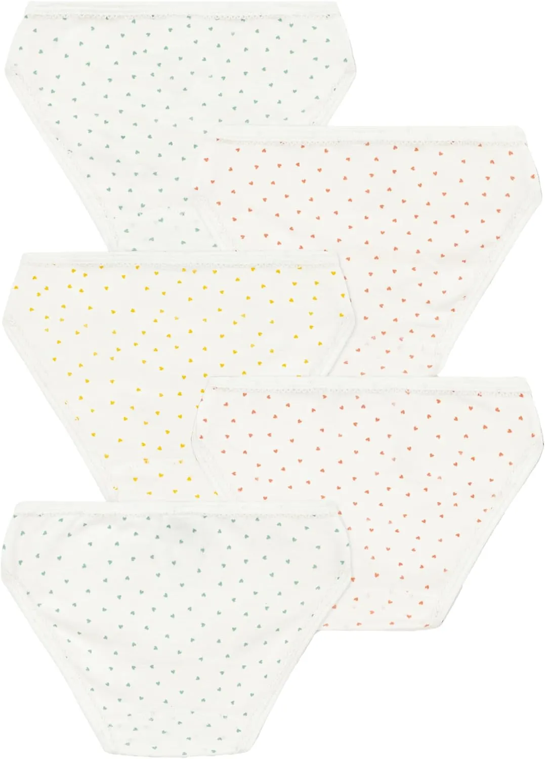 Petit Bateau Girls' Mini Hearts Cotton Briefs - 5-Pack STYLE A04CY SIZES 2-12 YEARS