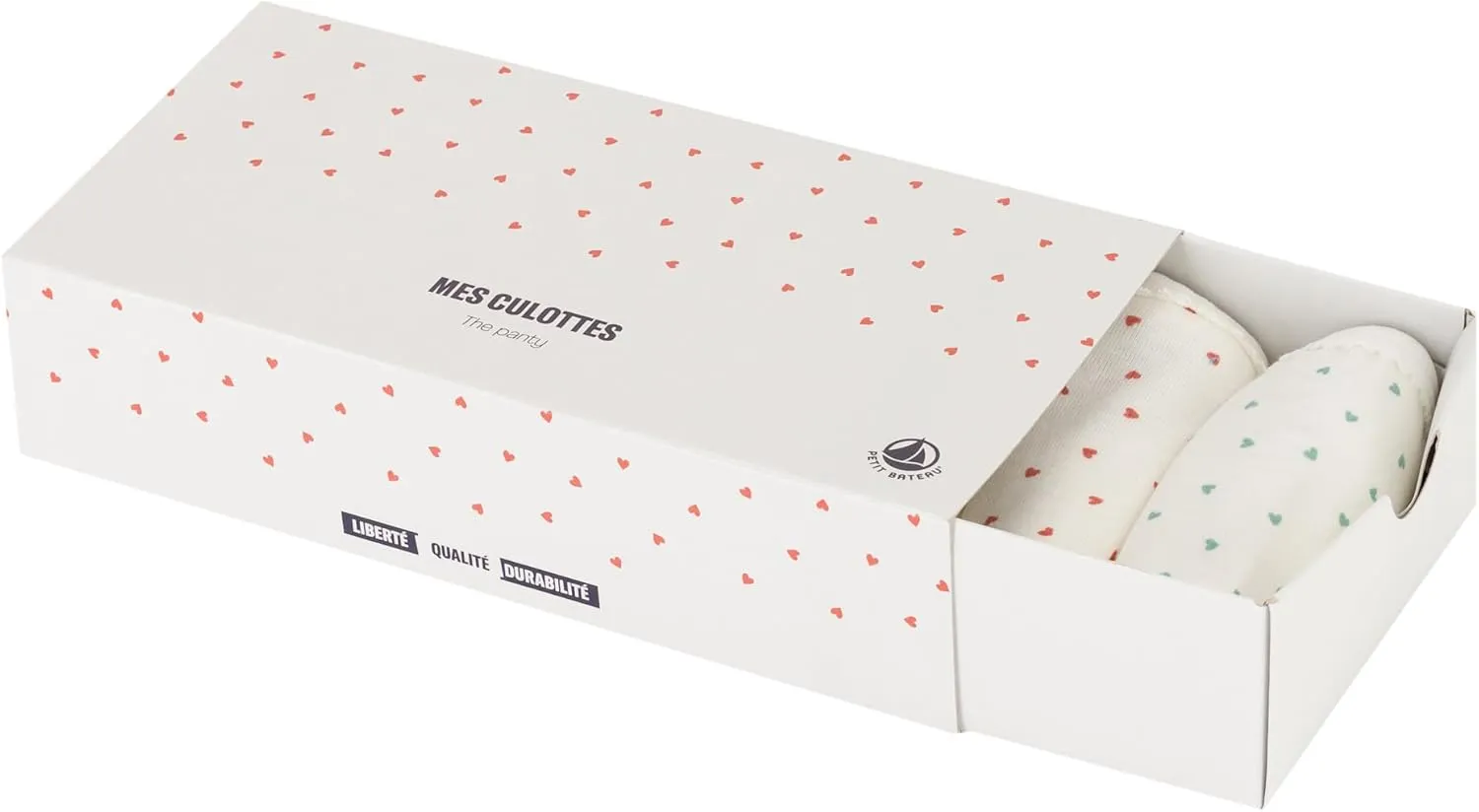 Petit Bateau Girls' Mini Hearts Cotton Briefs - 5-Pack STYLE A04CY SIZES 2-12 YEARS