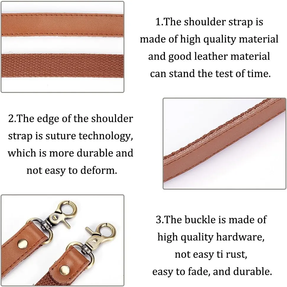PH PandaHall 2 pcs 22" Brown Leather Purse Strap Replacement Handles 2mm Crochet Bag Strap Shoulder Bag Strap with Antique Bronze Swivel Lobster Buckles for Underarm Bag Purse Handle Bags