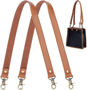 PH PandaHall 2 pcs 22" Brown Leather Purse Strap Replacement Handles 2mm Crochet Bag Strap Shoulder Bag Strap with Antique Bronze Swivel Lobster Buckles for Underarm Bag Purse Handle Bags