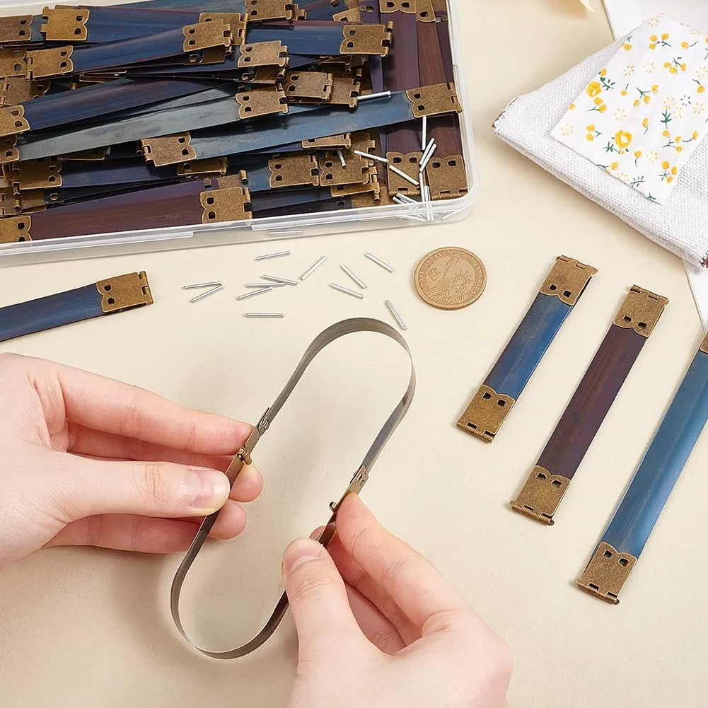 PH PandaHall 40 pcs 4 Sizes 6/4.7/4/3 inch Metal Internal Flex Frame Kiss Clasp for Bag Coin Purse DIY Handbag Hinges, Antique Bronze