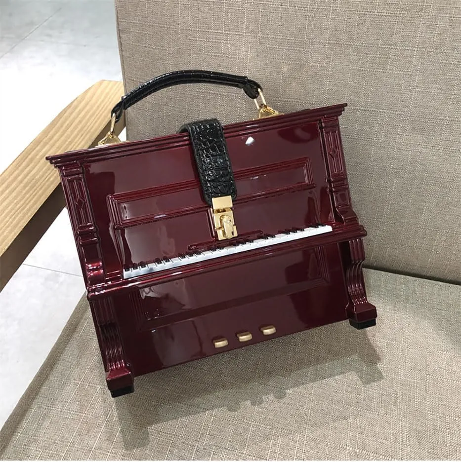 Piano Shaped Purse Handbag Women Box Shaped Party Evening Top Handles Bag Novelty Clutch Crossbody Bag