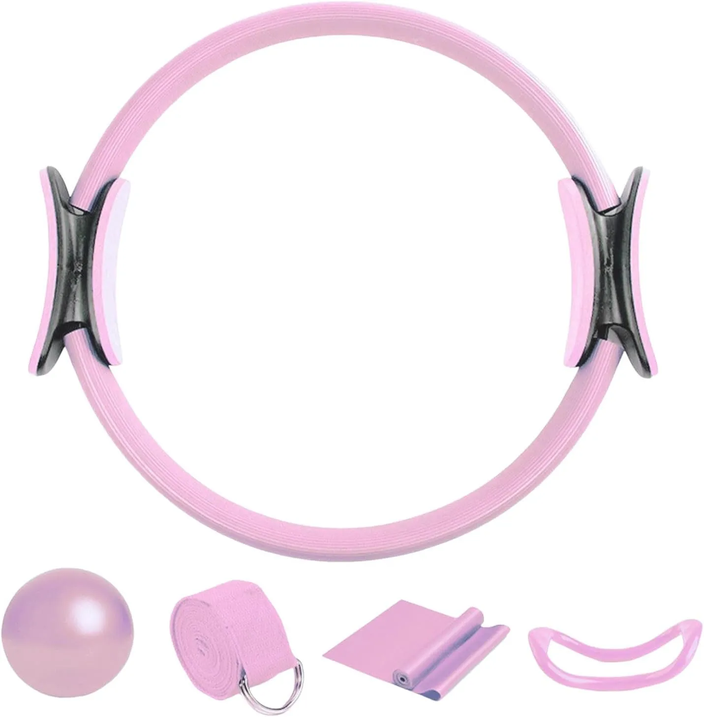 Pilates Essential Set,Fitness Equipment Suit,Mini Exercise Ball for Legs Arms and Thighs,Long Resistance Bands for Women for Strength, Flexibility,Pilates Grip Socks