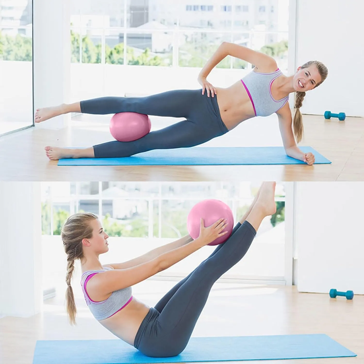 Pilates Essential Set,Fitness Equipment Suit,Mini Exercise Ball for Legs Arms and Thighs,Long Resistance Bands for Women for Strength, Flexibility,Pilates Grip Socks