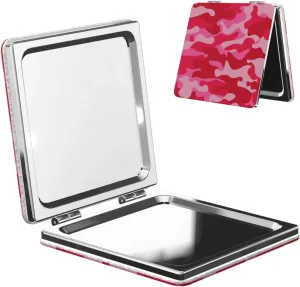 Pink Red Camouflage Women Mini Cosmetic Mirror Folding Portable Pocket Makeup Mirror