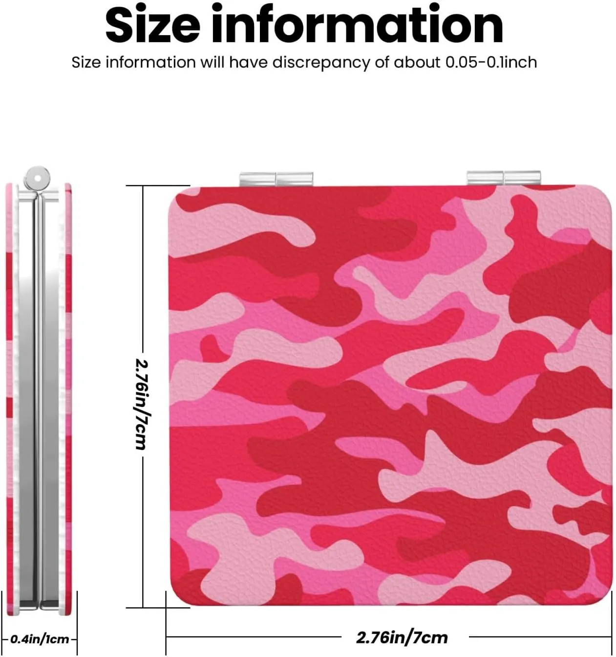 Pink Red Camouflage Women Mini Cosmetic Mirror Folding Portable Pocket Makeup Mirror