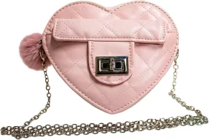 Pink Toddler Purse for 3 4 5 6 7 8 9 10 Year Old Girls Gifts, Heart Girls Crossbody Bag Cute Kids Leather Wallets with Chain Strap