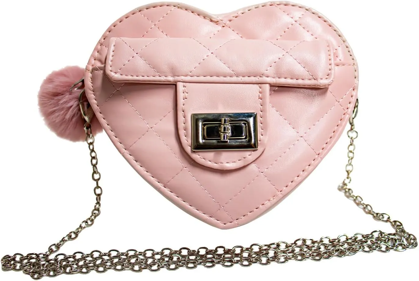 Pink Toddler Purse for 3 4 5 6 7 8 9 10 Year Old Girls Gifts, Heart Girls Crossbody Bag Cute Kids Leather Wallets with Chain Strap