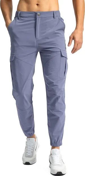 Pinkbomb Men's Hiking Cargo Pants with 7 Pockets Slim Fit Stretch Joggers Golf Cargo Work Pants for Men