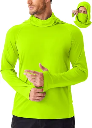 PINSPARK Men's Sun Protection Hoodie with Mask UPF 50  UV Long Sleeve Shirt Men Rash Guard Performance Fishing Hiking Shirt